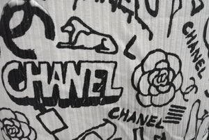 極美品 CHANEL シャネル タンクトップ ノースリーブ P61823V47215 サイズ36 グラフィティ ココマーク ホワイト ブラック 中古 4b001105
