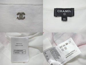 CHANEL シャネル ハートココマーク 半袖Tシャツ P74383K10851 サイズXS スプレー ラインストーン ピンク ホワイト 美品 中古 4b001109