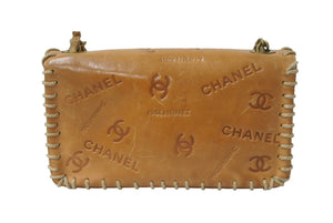 CHANEL シャネル ベースボールステッチ チェーンショルダーバッグ ココマーク エンボス加工 レザー ゴールド金具 ブラウン 美品 中古 4b001110