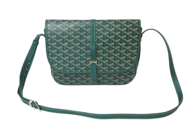 極美品 GOYARD ゴヤール ベルヴェデーレ MM ショルダーバッグ グリーン BELVE3MMLTY01CG01P PVC レザー ヘリンボーン柄 中古 4b001116
