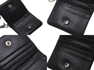 CHROME HEARTS クロムハーツ TV MAN クラシックチェーンハンドル クロスパッチ レザー ウォレット ブラック 美品 中古 4b001118