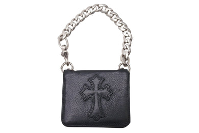 CHROME HEARTS クロムハーツ TV MAN クラシックチェーンハンドル クロスパッチ レザーウォレット 黒 美品 中古 4b001118 