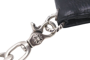 CHROME HEARTS クロムハーツ TV MAN クラシックチェーンハンドル クロスパッチ レザーウォレット 黒 美品 中古 4b001118 