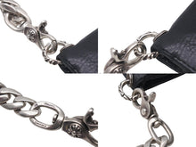 画像をギャラリービューアに読み込む, CHROME HEARTS クロムハーツ TV MAN クラシックチェーンハンドル クロスパッチ レザーウォレット 黒 美品 中古 4b001118 