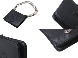 CHROME HEARTS クロムハーツ TV MAN クラシックチェーンハンドル クロスパッチ レザーウォレット 黒 美品 中古 4b001118 