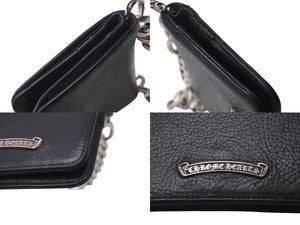 CHROME HEARTS クロムハーツ TV MAN クラシックチェーンハンドル クロスパッチ レザーウォレット 黒 美品 中古 4b001118 