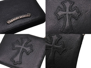 CHROME HEARTS クロムハーツ TV MAN クラシックチェーンハンドル クロスパッチ レザーウォレット 黒 美品 中古 4b001118 