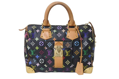 LOUIS VUITTON ルイヴィトン スピーディ30 ハンドバッグ M92642 モノグラム マルチカラー ブラック ゴールド金具 美品 中古 4b001120