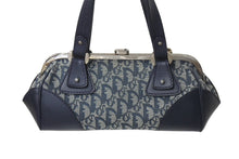 Load image into Gallery viewer, 極美品 Christian Dior クリスチャンディオール トロッター ハンドバッグ 11-MA-0045 ネイビー ロゴ キャンバス レザー 中古 4b001125