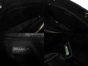 CHANEL シャネル マトラッセ GSTチェーントート A50995 13番台 キャビアスキン ブラック シルバー金具 美品 中古 4b001130