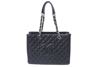 CHANEL シャネル マトラッセ GSTチェーントート A50995 13番台 キャビアスキン ブラック シルバー金具 美品 中古 4b001130