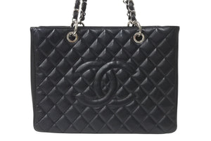CHANEL シャネル マトラッセ GSTチェーントート A50995 13番台 キャビアスキン ブラック シルバー金具 美品 中古 4b001130
