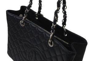 CHANEL シャネル マトラッセ GSTチェーントート A50995 13番台 キャビアスキン ブラック シルバー金具 美品 中古 4b001130