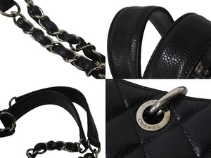 CHANEL シャネル マトラッセ GSTチェーントート A50995 13番台 キャビアスキン ブラック シルバー金具 美品 中古 4b001130