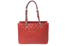 Load image into Gallery viewer, 極美品 CHANEL シャネル マトラッセ GST チェーントートバッグ A50995 17番台 キャビアスキン レッド シルバー金具 中古 4b001132
