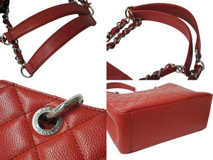 極美品 CHANEL シャネル マトラッセ GST チェーントートバッグ A50995 17番台 キャビアスキン レッド シルバー金具 中古 4b001132