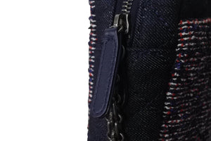 極美品 CHANEL シャネル ショルダーバッグ 2.55 ブルー レッド デニム ツイード レザー 22番台 ブラック金具 中古 4b001143