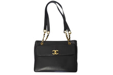 Load image into Gallery viewer, CHANEL シャネル ココマーク チェーントートバッグ ショルダーバッグ 31番台 ラムスキン ブラック ゴールド金具 美品 中古 4b001146