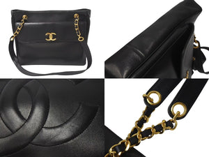 CHANEL シャネル ココマーク チェーントートバッグ ショルダーバッグ 31番台 ラムスキン ブラック ゴールド金具 美品 中古 4b001146