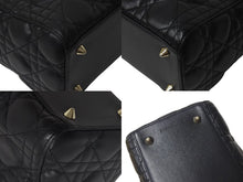 Load image into Gallery viewer, 極美品 Christian Dior クリスチャンディオール 22年 レディディオール ミディアム 2WAY ハンドバッグ ブラック ゴールド 中古 4b001148