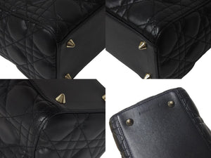 極美品 Christian Dior クリスチャンディオール 22年 レディディオール ミディアム 2WAY ハンドバッグ ブラック ゴールド 中古 4b001148