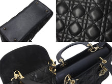 Load image into Gallery viewer, 極美品 Christian Dior クリスチャンディオール 22年 レディディオール ミディアム 2WAY ハンドバッグ ブラック ゴールド 中古 4b001148