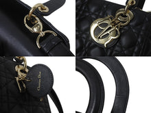 Load image into Gallery viewer, 極美品 Christian Dior クリスチャンディオール 22年 レディディオール ミディアム 2WAY ハンドバッグ ブラック ゴールド 中古 4b001148
