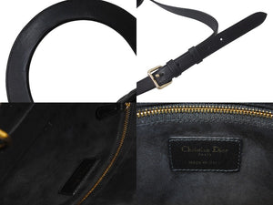 極美品 Christian Dior クリスチャンディオール 22年 レディディオール ミディアム 2WAY ハンドバッグ ブラック ゴールド 中古 4b001148