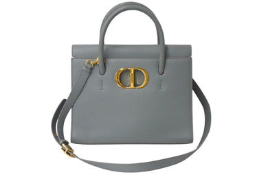 Christian Dior クリスチャンディオール ST HONORE サントノレ 30 モンテーニュ ミディアム 2WAYトートバッグ グレー 美品 中古 4b001149