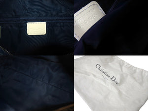 CHRISTIAN DIOR クリスチャンディオール トロッター柄 ミニボストンバッグ ハンドバッグ ナンバー2 ネイビー 美品 中古 4b001152