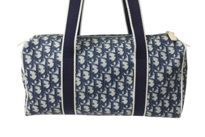 CHRISTIAN DIOR クリスチャンディオール トロッター柄 ミニボストンバッグ ハンドバッグ ナンバー2 ネイビー 美品 中古 4b001152