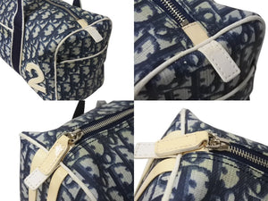 CHRISTIAN DIOR クリスチャンディオール トロッター柄 ミニボストンバッグ ハンドバッグ ナンバー2 ネイビー 美品 中古 4b001152