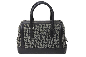 Christian Dior クリスチャンディオール トロッター ドクターズ ハンドバッグ ブラック キャンバス 美品 中古 4b001153