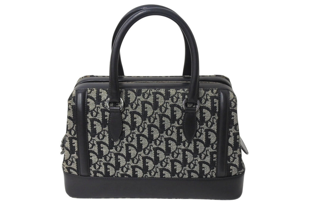 Christian Dior クリスチャンディオール トロッター ドクターズ ハンドバッグ ブラック キャンバス 美品 中古 4b001153