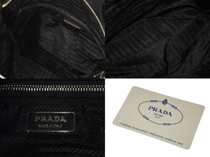 PRADA プラダ ポコノ ワンショルダーバッグ ハンドバッグ イタリア製 ナイロン レザー ブラック シルバー金具 美品 中古 4b001154