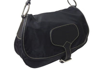Load image into Gallery viewer, PRADA プラダ ポコノ ワンショルダーバッグ ハンドバッグ イタリア製 ナイロン レザー ブラック シルバー金具 美品 中古 4b001154