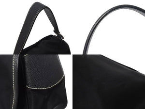 PRADA プラダ ポコノ ワンショルダーバッグ ハンドバッグ イタリア製 ナイロン レザー ブラック シルバー金具 美品 中古 4b001154