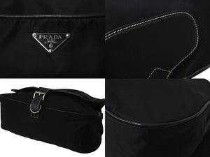 PRADA プラダ ポコノ ワンショルダーバッグ ハンドバッグ イタリア製 ナイロン レザー ブラック シルバー金具 美品 中古 4b001154