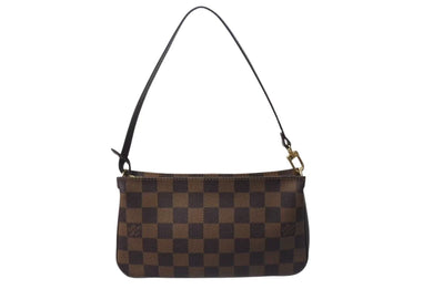 極美品 LOUIS VUITTON ルイヴィトン ダミエ ナヴォナ ワンショルダーバッグ N51983 PVC レザー ブラウン ゴールド金具 中古 4b001156