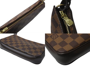 極美品 LOUIS VUITTON ルイヴィトン ダミエ ナヴォナ ワンショルダーバッグ N51983 PVC レザー ブラウン ゴールド金具 中古 4b001156