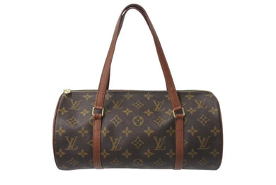 LOUIS VUITTON ルイヴィトン パピヨン30 モノグラムキャンバス ハンドバッグ 旧型 筒形 M51365 ブラウン 美品 中古 4b001161