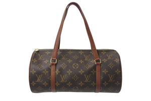 LOUIS VUITTON ルイヴィトン パピヨン30 モノグラムキャンバス ハンドバッグ 旧型 筒形 M51365 ブラウン 美品 中古 4b001161