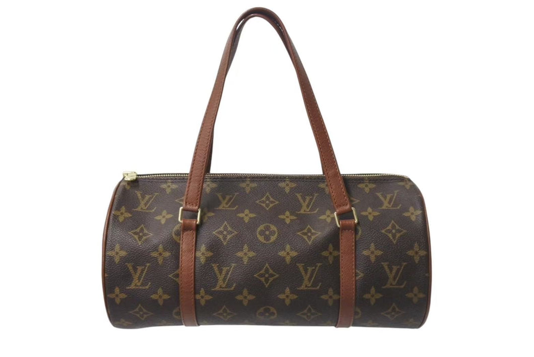 LOUIS VUITTON ルイヴィトン パピヨン30 モノグラムキャンバス ハンドバッグ 旧型 筒形 M51365 ブラウン 美品 中古 4b001161
