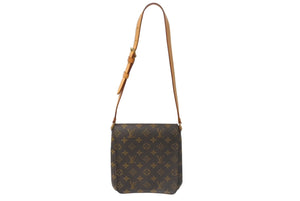 LOUIS VUITTON ルイヴィトン モノグラム ミュゼットサルサ ショルダーバッグ M51258 ブラウン PVC ヌメ革 ゴールド金具 美品 中古 4b001164