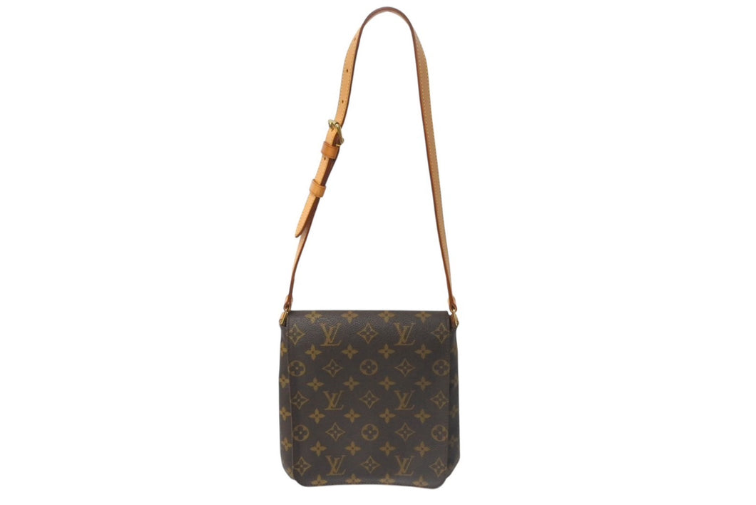 LOUIS VUITTON ルイヴィトン モノグラム ミュゼットサルサ ショルダーバッグ M51258 ブラウン PVC ヌメ革 ゴールド金具 美品 中古 4b001164