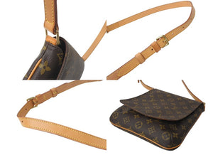 LOUIS VUITTON ルイヴィトン モノグラム ミュゼットサルサ ショルダーバッグ M51258 ブラウン PVC ヌメ革 ゴールド金具 美品 中古 4b001164