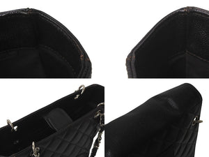 極美品 CHANEL シャネル マトラッセPST ココマーク トートバッグ 11番台 キャビアスキン ブラック ブラウン シルバー金具 中古 4b001177