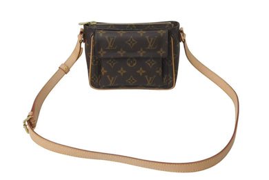 新品同様 LOUIS VUITTON ルイヴィトン ショルダーバッグ M51165 ヴィバシテPM ブラウン モノグラム ゴールド金具 中古 4b001184
