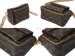 新品同様 LOUIS VUITTON ルイヴィトン ショルダーバッグ M51165 ヴィバシテPM ブラウン モノグラム ゴールド金具 中古 4b001184