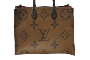 極美品 LOUIS VUITTON ルイヴィトン モノグラム ジャイアント リバース オンザゴーMM トートバッグ M45321 ブラウン 中古 4b001190